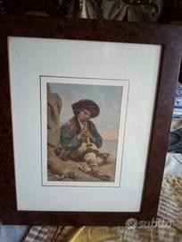 Lotto di 14 stampe con vetro e cornice in legno 