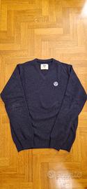 North Sails Pullover Lana 100% Scollo V Blu-Tg. S