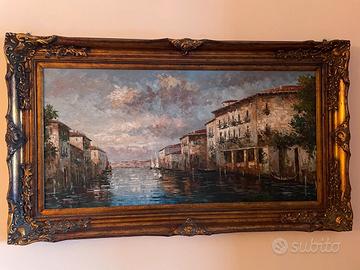 Quadro dipinto a mano con cornice lavorata