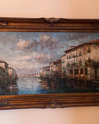 Quadro dipinto a mano con cornice lavorata