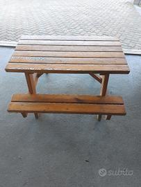 tavolo panca in legno massello per bambini 