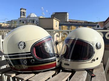 Coppia caschi vintage ViPER F656 panna, L e M
