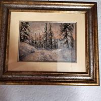 Olio su tela – R. Renoir – Pini con neve