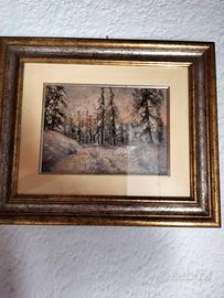 Olio su tela – R. Renoir – Pini con neve