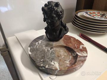 ARTE-SCULTURA-ANTICO BRONZO SU BASE IN MARMO-INUSU