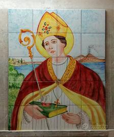 San Gennaro Napoli maioliche dipinto vietri quadro