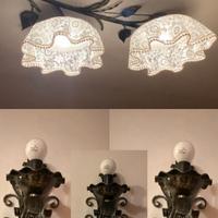 Set plafoniera + 3 applique in ferro battuto