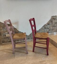 Sedie in paglia FUCSIA e LILLA  