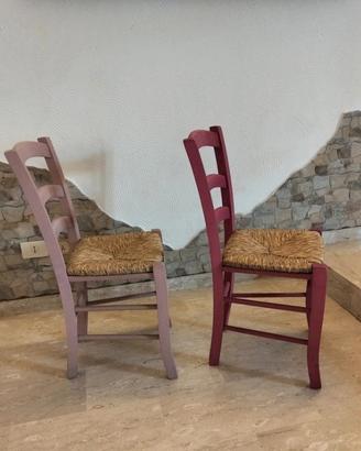 Sedie in paglia FUCSIA e LILLA  