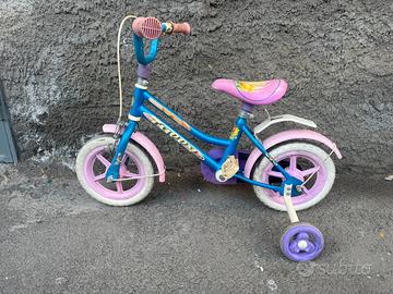 Bicicletta bambini blu/rosa con rotelle