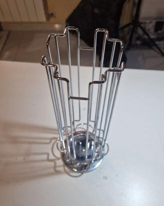 Portacapsule caffè in metallo cromato da cucina
