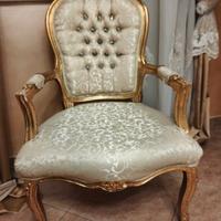 Poltrona stoffa e foglia oro