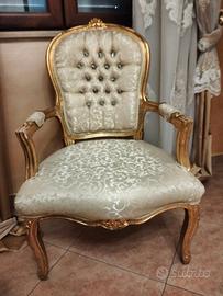 Poltrona stoffa e foglia oro