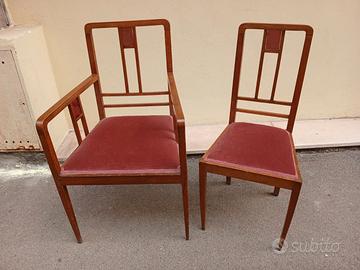 Coppia sedie Art Nouveau stile Josef Hoffmann