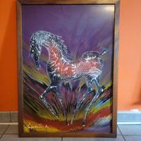 Dipinto di cavallo su cartone Sage Vernis