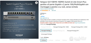 Netgear GS110EMX-100PES Switch di rete Smart Plus