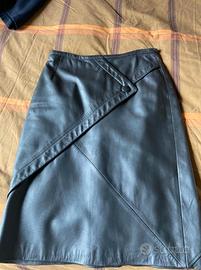 gonna longette in vera pelle nera