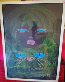 Quadro soggetto donna-gatto