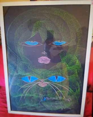 Quadro soggetto donna-gatto