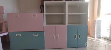 mobiletti con scomparto libreria e cassettoni 