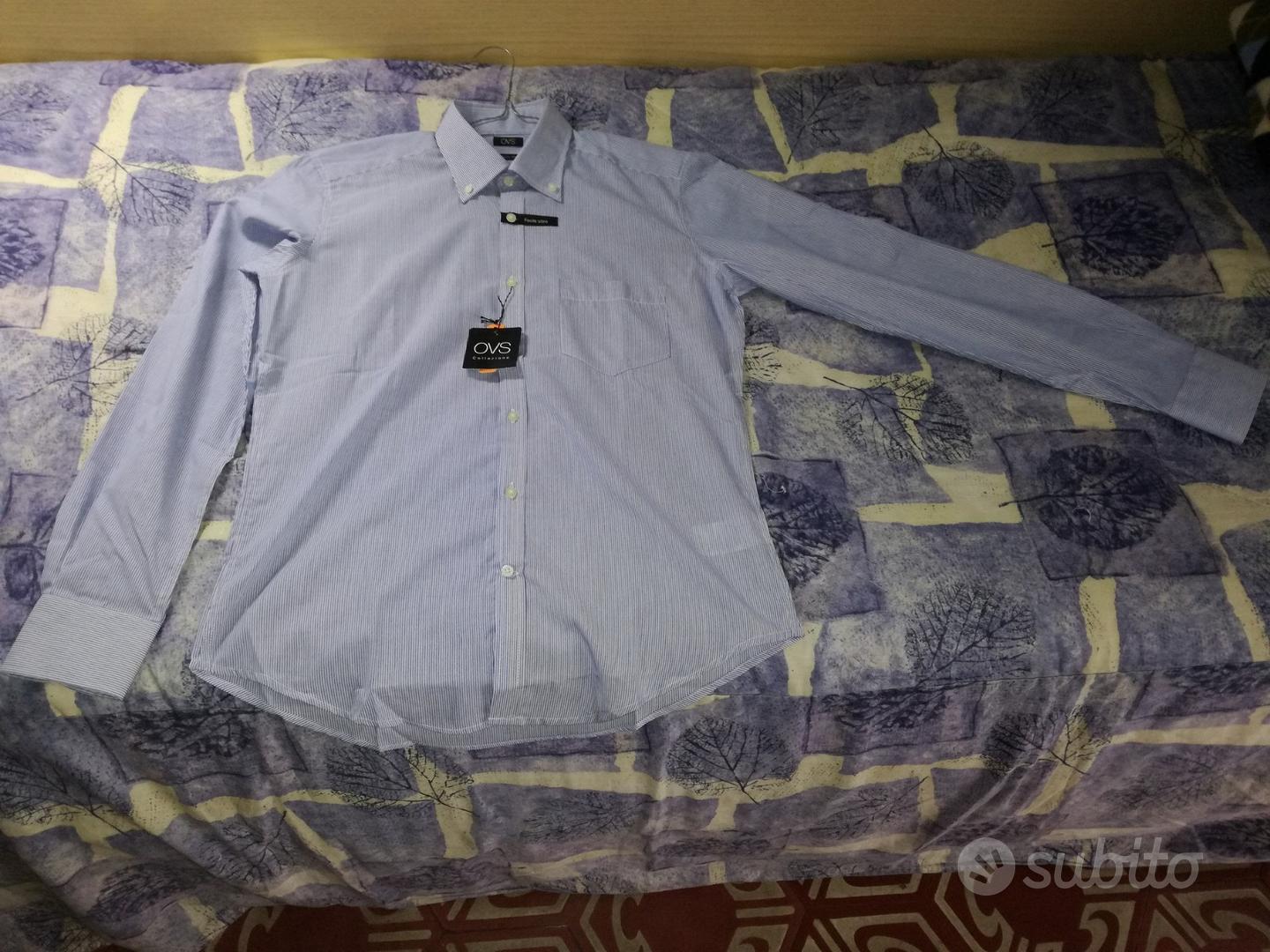 Camicia uomo slim OVS righe bianco blu taglia 39 Abbigliamento e Accessori In vendita a Napoli