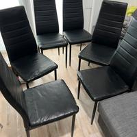 6 sedie da cucina similpelle nera struttura solida