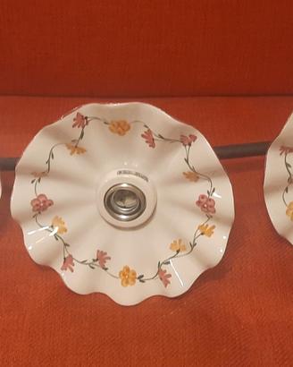 Lampadario in ceramica e ferro battuto
