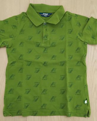 Polo K-WAY verde con logo taglia 7/8 anni