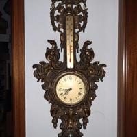 Orologio Parete Barometro Ottone Oro Vintage