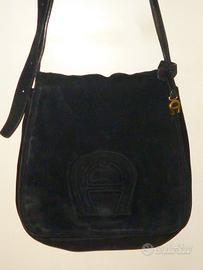 Borsa nera vera pelle tracolla Etienne Aigner vint