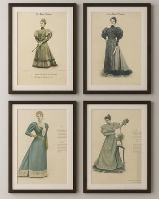 Tavole stampe antiche figurini moda ottocento