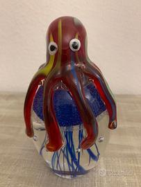 Scultura vetro di Murano polpo rosso