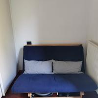 Divano-letto con struttura in legno nat. 140 cm