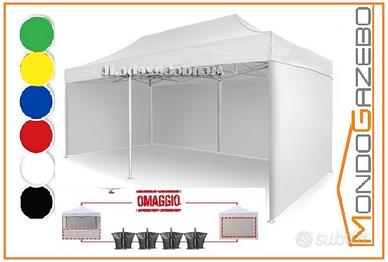 6x3 Gazebo pieghevole mercati 3x6 acciaio con lati