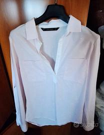 Camicia Zara Basic rosa e bianca