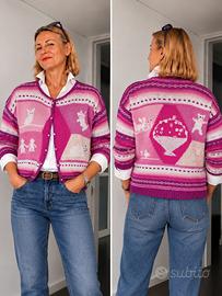Cardigan donna handmade in cotone rosa
