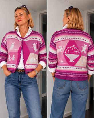 Cardigan donna handmade in cotone rosa