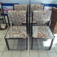 SEDIE PZ. 4 LEGNO SCURO TESSUTO BEIGE MARR ASTRATT