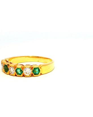 Anello in oro 18kt con smeraldi e diamanti