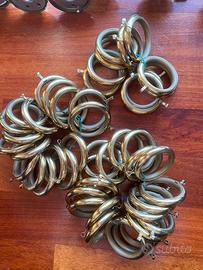 47 Anelli con ganci per tende in ottone