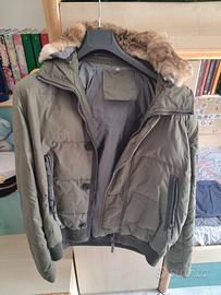 Piumino corto imbottito piuma d'oca verde XL