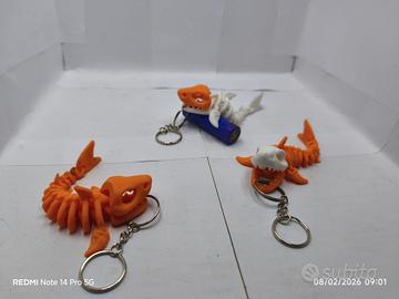 Portachiavi squalo snodabile stampato in 3D 