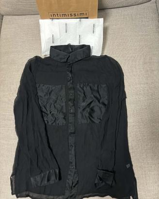 CAMICIA INTIMISSIMI S RASO SETA TULLE TRASPARENTE