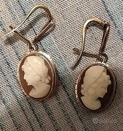 Orecchini vintage oro 18 k CAMMEO