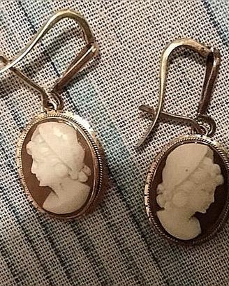 Orecchini vintage oro 18 k CAMMEO