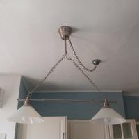 Lampada da soffitto in acciaio e vetro bianco