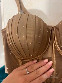 Corsetto bustier bronzo con strass- S/M-