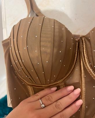 Corsetto bustier bronzo con strass- S/M-