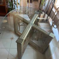 Tavolo bambù con vetro 122x160 h80 5 sedie