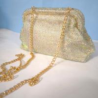 Borsa da sera con strass brillante e catena dorata